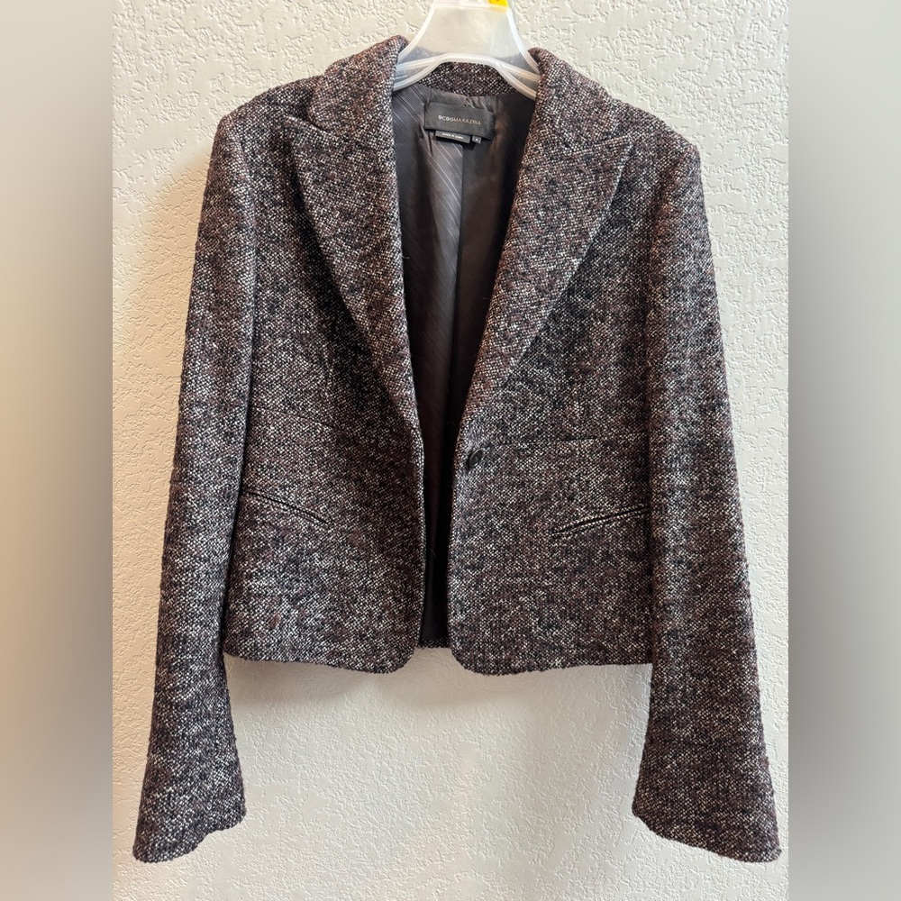 BCBGMaxAzria Brown Tweed Blazer